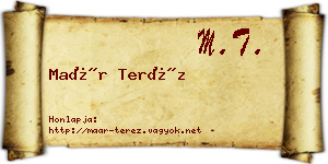 Maár Teréz névjegykártya
